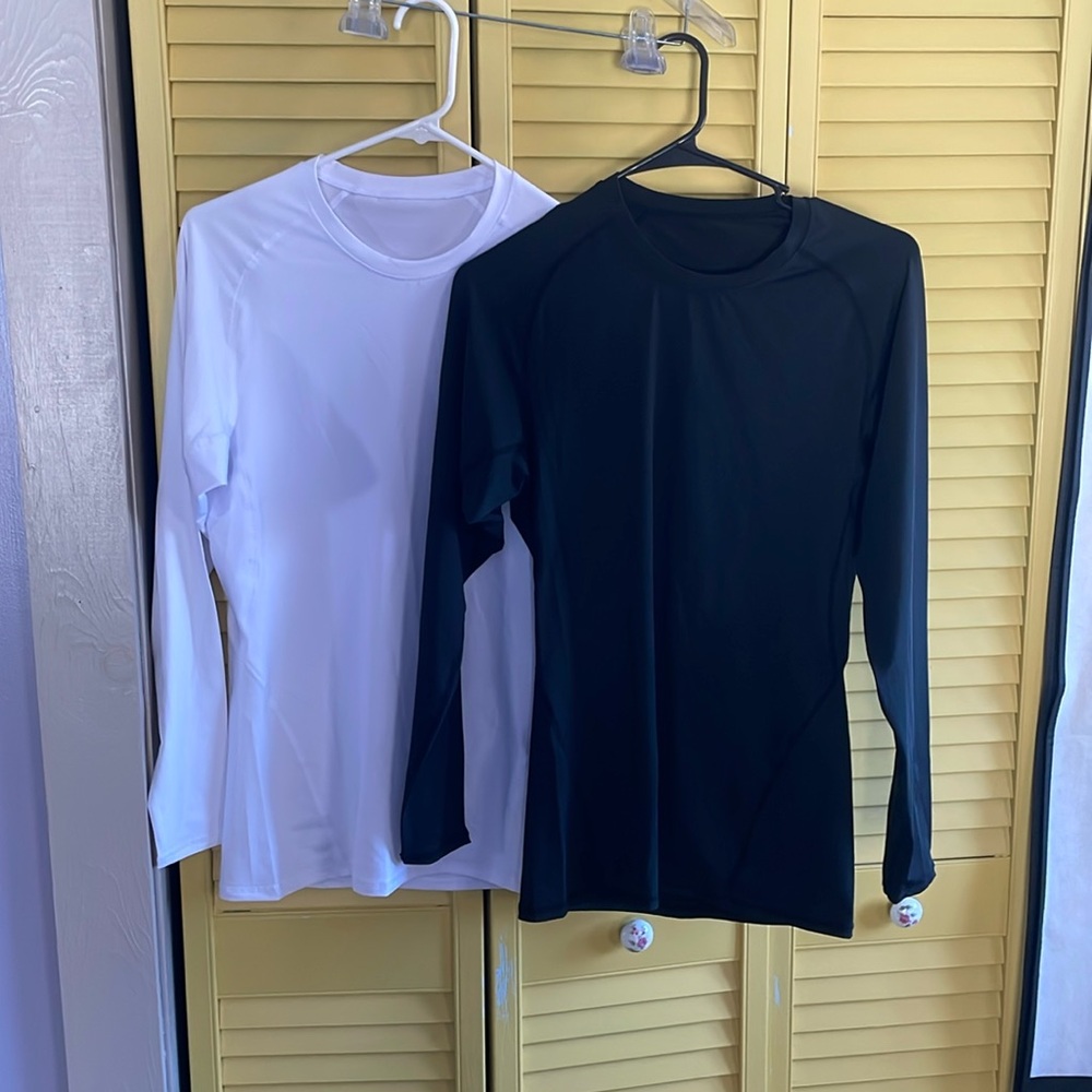 4-set, two white and two black thermal base layers, brand new, never worn!